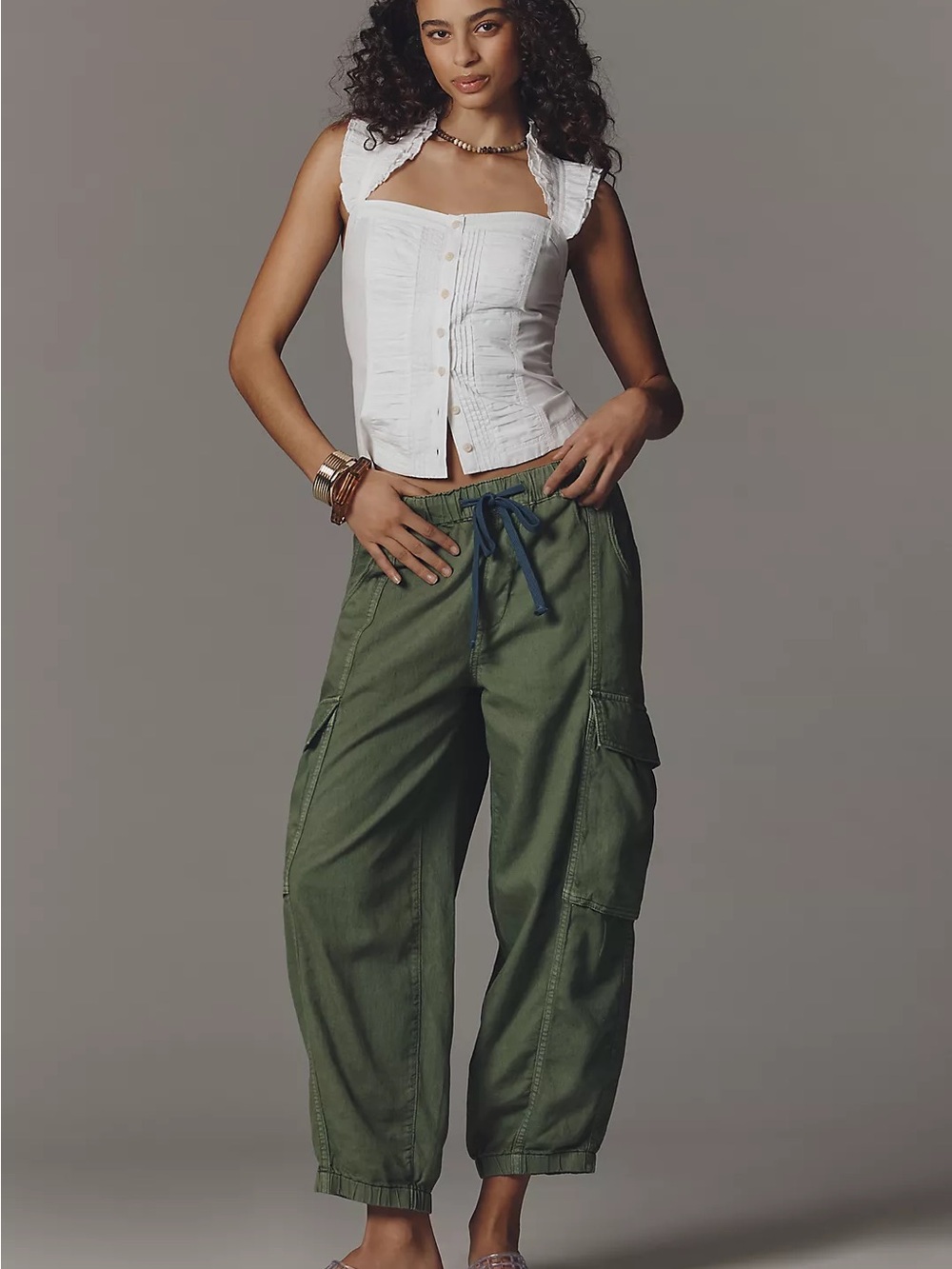 Nwot Pilcro linen cotton jogger Olive Green